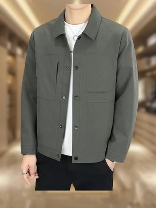 男士夹克春秋新款修身潮流百搭休闲翻领外套男纯色上衣 #男士夹克 #夹克外套 #男士外套 #休闲外套 #翻领夹克
