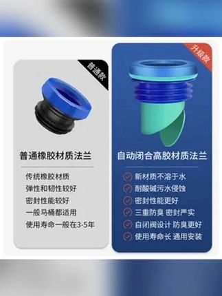 马桶防臭法兰密封圈自动一体式下水管坐便器通用配件加厚耐用安装