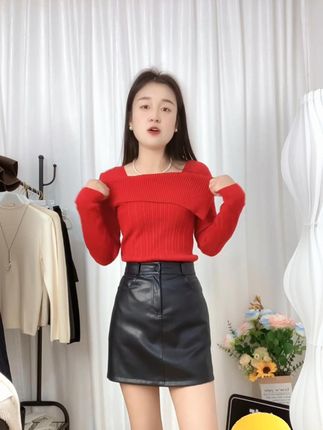 一字肩针织衫女2025春季新款设计感高级感打底内搭修身显瘦 #显瘦穿搭 #谁穿谁好看 #穿出高级感 #品质女装 #小个子女生