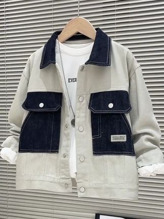 拼色牛仔外套,让男童秋季痞帅炸街! #男童潮牌 #痞帅炸街装 #男童秋装 #春秋爆款 #痞帅炸街风