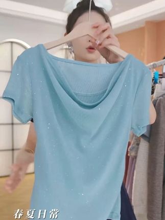 夏季女装减龄短袖宽松显瘦设计感T恤上衣女 #夏季新款 #显瘦穿搭 #短袖t恤 #显瘦遮肉 #谁穿谁好看