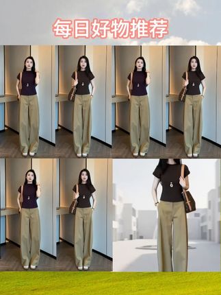 #秋季穿搭 秋季新款宽松阔腿裤时尚女裤子+秋季 新款舒适修身显瘦女上衣套装#简约穿搭 显瘦穿搭#轻奢女装 穿出高级感