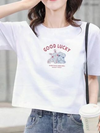 100%纯棉短款t恤上衣女宽松显瘦高腰小个子夏季圆领百搭潮流棉T恤#短袖t恤 #夏季新款 #爆款热卖中 #潮流穿搭 #时尚女装 @DOU+上热门 @巨量千川 @小店随心推