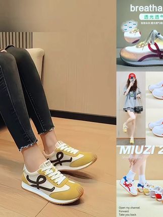 MIUZI谬姿 日系夏季多巴胺冰丝内增高德训鞋女潮跑步休闲百搭阿甘