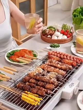 省钱又干净!在家实现烧烤自由就靠它 #电烤架 #电烤盘 #可拆电烤盘 #烤肉机