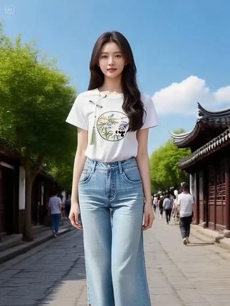 #牛仔裤女 #夏季穿搭 #刺绣牛仔裤