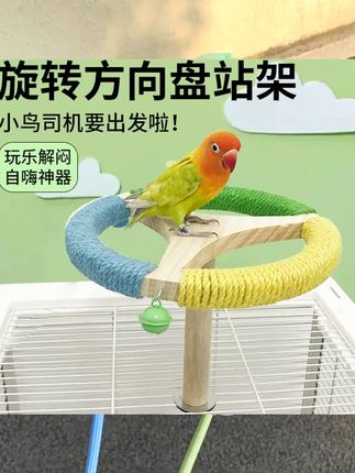鹦鹉玩具站杆方向盘旋转站架鸟玩具风车桌面互动玄凤虎皮牡丹解闷 #趣味养宠 #萌宠好物 #新手养宠