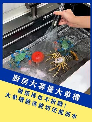 做饭再也不折腾!大单槽能洗能切还能沥水 #厨房好物 #家居好物推荐 #厨房用品 #厨房水槽 #大单槽