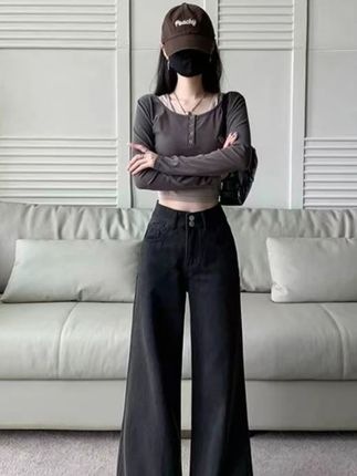 小个子定制款街头风牛仔显瘦百搭日常女2025夏季显高高腰韩版裤子#秋季上新款#休闲裤女#显瘦穿搭#面料柔软舒适#女生必看