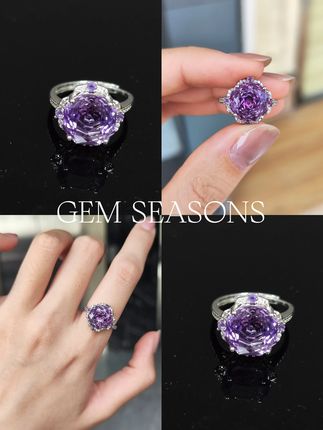 绝美玫瑰花切割紫水晶戒指,在指尖绽放#紫水晶 #戒指 #玫瑰切 #绝美 #首饰分享