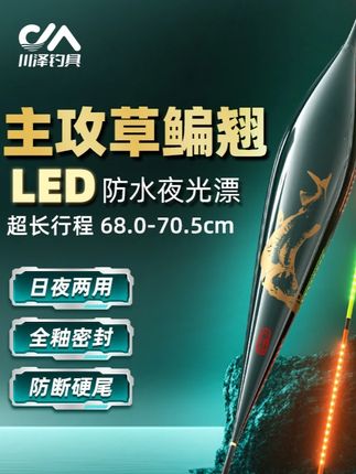 川泽LED夜光漂行程草编翘高灵敏醒目鱼漂硬尾EW日夜两用电子浮漂#川泽led夜光漂 #行程漂 #高灵敏浮漂 #高灵敏夜光漂