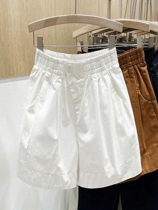 【100纯棉】白色短裤女2025夏季外穿宽松显瘦阔腿裤a字休闲百搭热裤#花苞短裤 #A字版显瘦短裤 #显瘦纯棉短裤