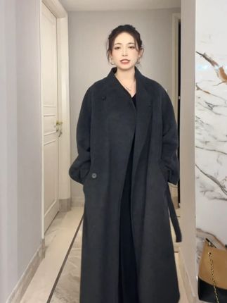 常规秋冬长款插肩袖翻领毛呢外套双面女装通勤风山系 #温柔风穿搭 #秋冬穿搭 #谁穿谁好看系列 #品质女装 #通勤搭配