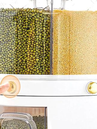 六分格可旋转五谷杂粮收纳盒家用按压式储米箱收纳桶防尘米桶米缸#五谷杂粮收纳盒 #防尘米桶 #按压式收纳盒 #爆款热卖中