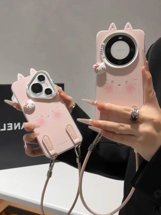 哇~好可爱的kt 挂绳壳吖!还带着两只可爱的小耳朵!好朋友我们一人一个一起用!#爱了爱了 #仙女必备 #手机壳 #快分享给你的好友 #这个手机壳真的长在我心巴上了