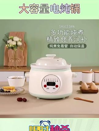 4 - 8人适用!全自动电炖锅,养生煲汤煮粥超棒! #家用煲汤锅 #大容量炖锅 #家用煮粥锅 #煲汤好帮手 #电炖锅推荐
