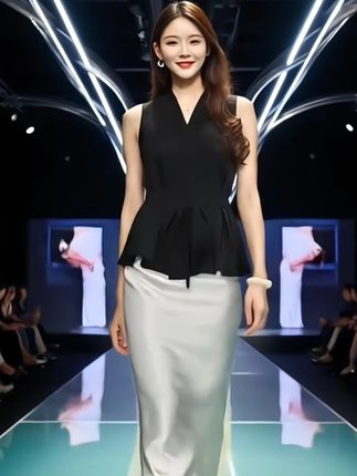 无袖收腰上衣+缎面长裙 # 职场人把秀场穿成日常!黑+白套装杀疯了💥   谁懂啊!穿这套**无袖收腰黑上衣+缎面白裙** 出街,被追着问是不是T台高定!    ✨设计绝绝子:   V领挖空直角肩,收腰一掐直接「腰臀比开挂」,缎面裙垂坠感拉满,走路带风把腿拉成两米八~    💡场景通杀:   配高跟鞋=会议室女总裁slay全场   换小白鞋=约会松弛感美女   搭细跟=晚宴低调富家千金   一件盘活N个场合,打工人狂喜!    面料透气不闷汗,暴走/久坐都舒服~戳左下角锁死,下次出街直接美成T台C位🚀#职场穿搭#高级感套装#轻熟风#夏季穿搭#气质套装