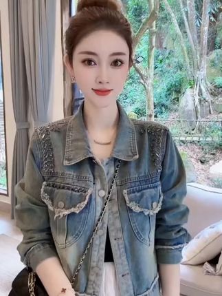 韩版宽松显瘦百搭短款复古毛边牛仔外套新款牛仔外套 #牛仔外套 #牛仔 #外套 #短款外套 #外套推荐