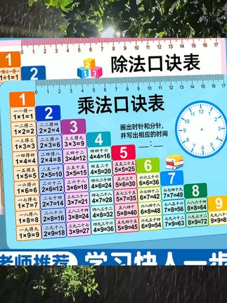九九乘法除法口诀表卡片小学数学练习题本一二三四年级上下册99背诵学习教具公式入门口诀表专项练习册作业本口算题卡口算天天练 #开学 #学习工具