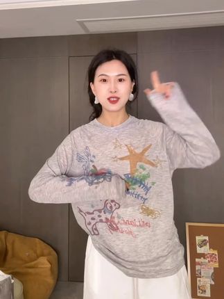 女生夏季必备!野生阿子美式复古轻薄防晒罩衫来袭 #美式涂鸦罩衫 #夏季轻薄罩衫 #复古防晒上衣 #慵懒风防晒衣 #女生防晒好物