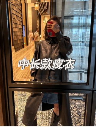 COCOLINDA 100羊皮复古宽松廓形酷飒衬衫领中长款皮衣 #穿出高级感 #皮衣控 #品质女装 #轻奢女装 #真皮皮衣