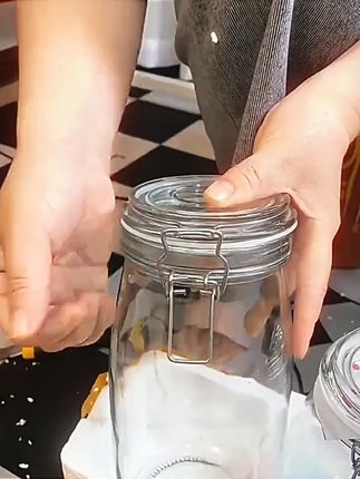 【1500ml买一送一】玻璃密封罐食品储物罐腌制泡菜坛子咸菜瓶卡扣瓶#玻璃密封罐 #食品储物 #腌制泡菜 #买一送一 #实用好物