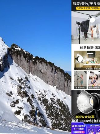 耐思300W摄影灯直播补光灯常亮柔光灯影棚拍摄灯影视聚光打光