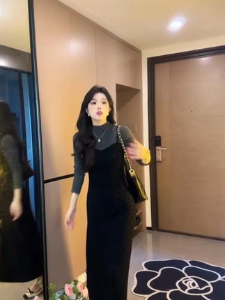 法式假两件半高领针织时尚复古连衣裙秋季2025新款显瘦气质长裙子#显瘦穿搭#穿出高级感#显瘦遮肉#显瘦显高#时尚穿搭