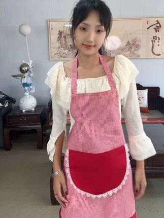小个子围裙厨房家用棉布美容院工作服餐饮上班专厨房专用长袖围裙 小个子围裙厨房家用棉布美容院工作服餐饮上班专厨房专用长袖围裙#围裙#围裙防水防污