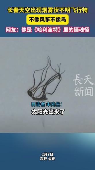 长春天空出现烟雾状不明飞行物,不像风筝不像鸟,网友:像是《哈利波特》里的摄魂怪