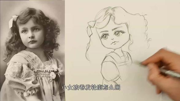 小女孩卷发轮廓怎么画