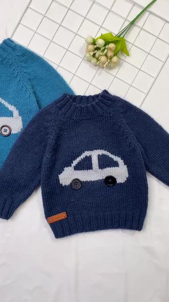 小汽车🚗款手工编织毛衣#手工毛线编织