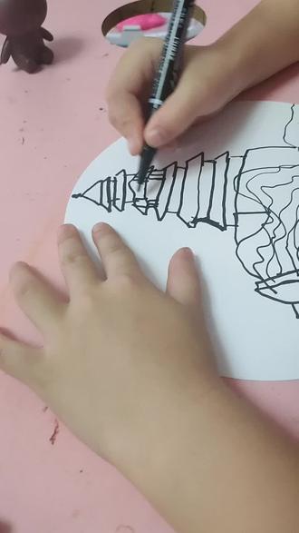 歪了的黄鹤楼#儿童画作品 #想画就画