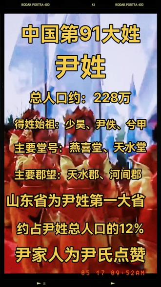 尹氏家人们,你们是来自哪个省,你们那边的尹氏家人多吗?#天下尹氏一家亲