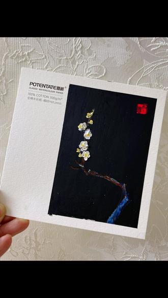 油画棒画花花世界|小古风梅花!陪你度过漫长岁月!#油画棒 #零基础学画画 #每日一画 #零基础油画 #跟着抖音学画画