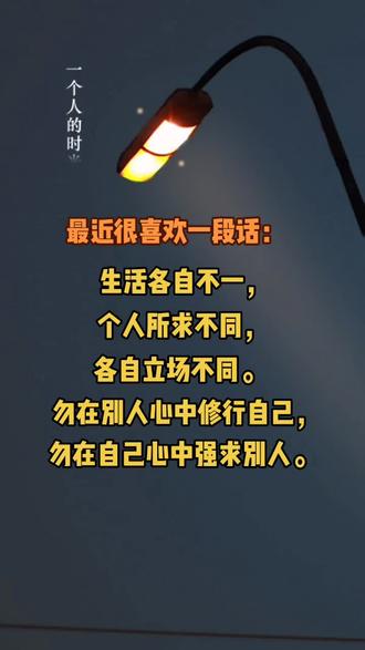 最近很喜欢一段话生活各自不易个人所求不同各自立场不一勿在别人心中