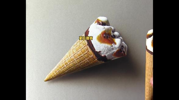 如何绘制3D冰激凌筒?3D绘画艺术技巧#画画🎨 #手绘 #一起学画画 #绘画过程分享 #儿童画 #画画 #手工 #创意美术 #儿童画教程