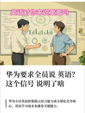 #英语学习 #学英语 #英语重要性 华为公司要求全员会讲英语,说明英语多重要,你准备好了吗?
