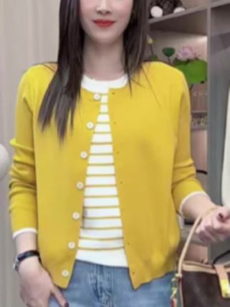 2025年新款拼色假两件针织长袖拼接撞色秋季设计感长袖3166#女装 #谁穿谁好看 #完美身材 #针织衫 #爆款热卖中