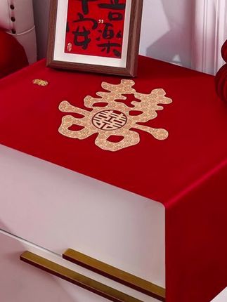 #床头柜盖巾 结婚床头柜防尘罩盖布婚房红色喜庆装饰布置茶几结婚客厅红桌布#床头柜盖巾防尘罩 #床头柜防尘罩 #红桌布 #婚房布置