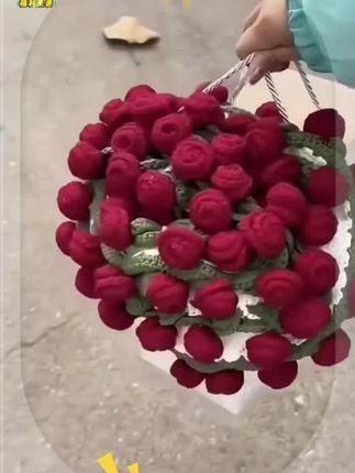 #玫瑰花束毯子diy材料包#牛奶棉毛线团手工编织毛毯#创意送闺蜜礼物