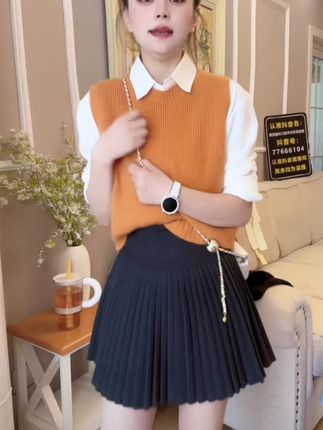 #两件套 秋冬搭配一整套盐系轻熟温柔风针织马甲叠穿长袖百搭衬衣两件套女 #秋季新款 #针织马甲 #百搭衬衫 #百搭衬衣
