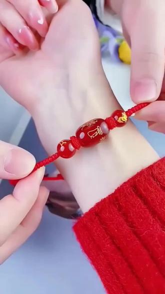 手工编织十二生肖红绳手链#手链 #本命年