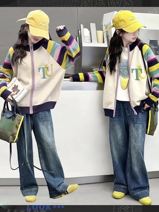 #女童套装 女童针织毛衣开衫外套牛仔裤套装#今日穿搭 #潮酷穿搭 #高品质童装 #童装上新