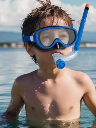 【全景视野】儿童潜水镜套装呼吸管半干式浮潜装备防水游泳眼镜男女#儿童潜水