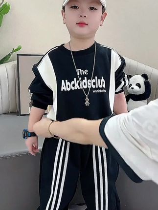 高品质儿童套装男宝宝春秋套装时尚休闲卫衣长裤两件套