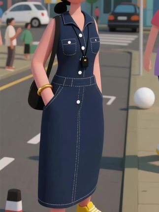 夏季中长款无袖宽松高腰背带裙V领长裙春季连衣裙#摆脱路人感的小个子女生穿搭#夏日轻氧感穿搭给视觉降降温#日系轻熟温柔风穿搭#夏日通勤休闲穿搭#用度假风拿捏夏日松弛感