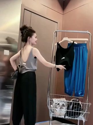 蓝色九分束脚休闲裤#小个子哈伦裤#舒适凉爽又大气
