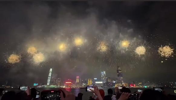 维多利亚港的烟花汇演,视觉盛宴