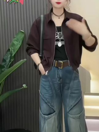 休闲短外套女2025秋季新款韩版时尚宽松拉链夹克洋气百搭显瘦上衣